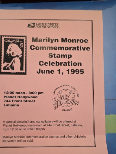 Marilyn Monroe Commemorative Stamp Celebration program from June 1, 1995