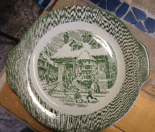 Ceramic handled cake plate titled 'The Old Curiosity Shop' by Royal China