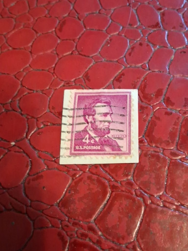 4-cent Abraham Lincoln coil stamp, Scott #1058, issued 1958