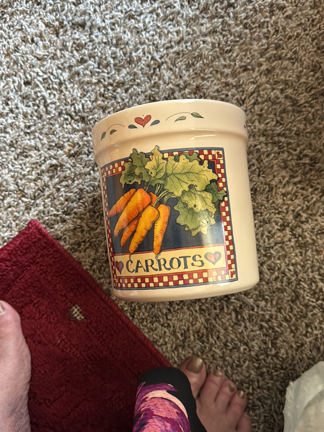 Ceramic canister titled 'Carrots' by Susan Winget for Certified International