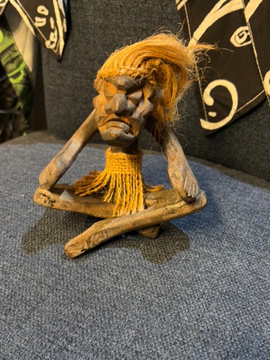 Hand-carved wooden Polynesian or Balinese tribal figure
