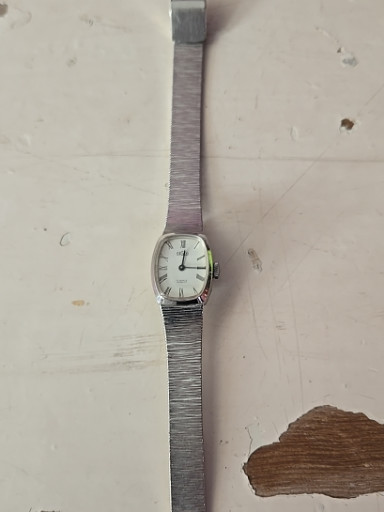 Stainless steel mechanical watch with cushion-shaped case and integrated bracelet