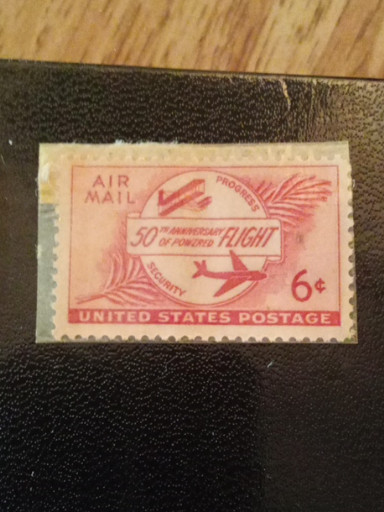 United States 6-cent airmail stamp commemorating the 50th Anniversary of Powered Flight, Scott #C47