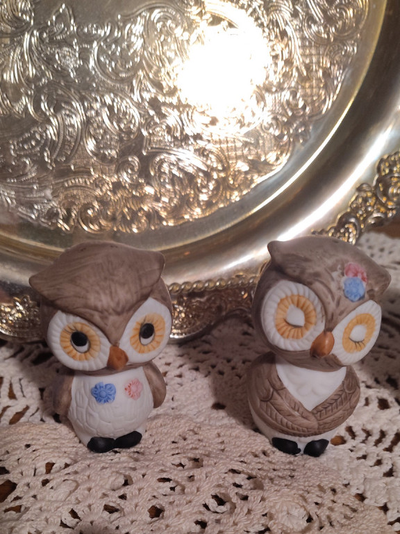 Ceramic owl salt and pepper shakers from Korea