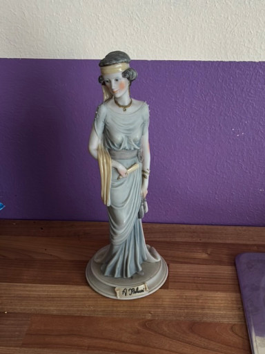 Porcelain resin Art Deco figurine titled 'Dear 1987' by A. Belcari