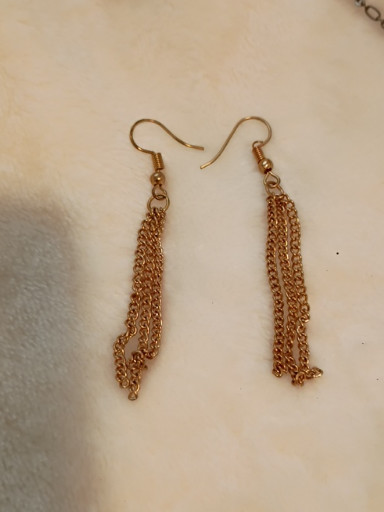 Gold-tone chain tassel drop earrings