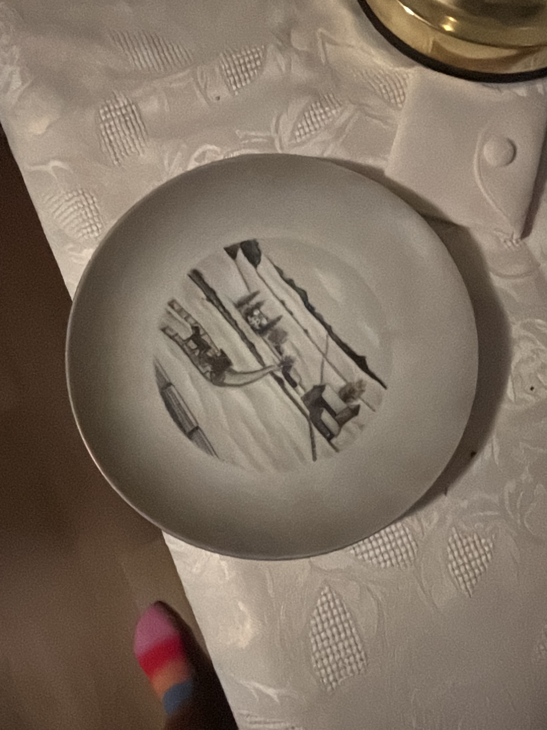 Porcelain decorative plate with Amish farm scene