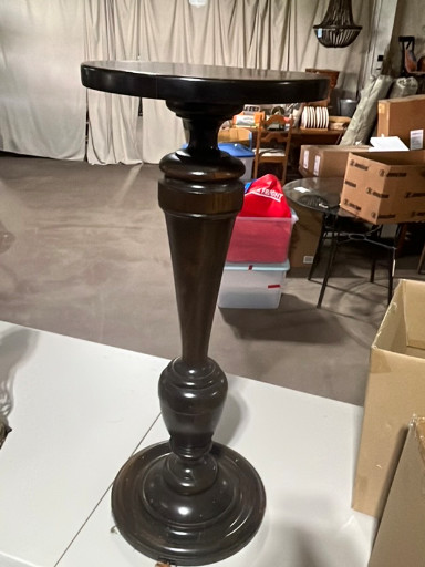 Stained wood neoclassical-style pedestal plant stand
