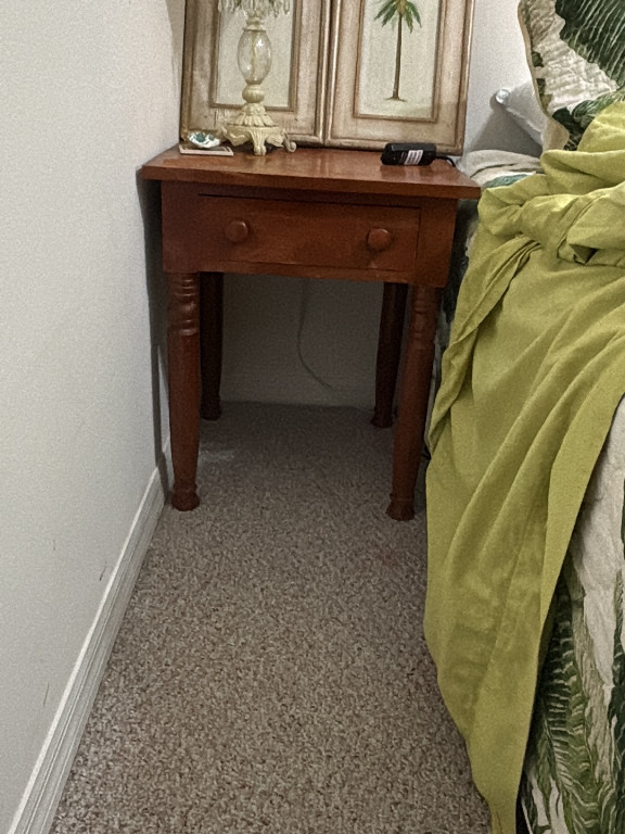 Hardwood side table with single drawer and turned legs