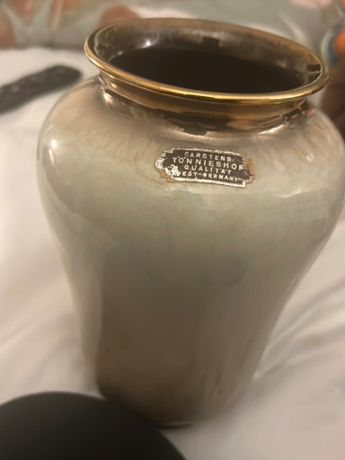 Ceramic vase with gold rim by Carstens, West Germany