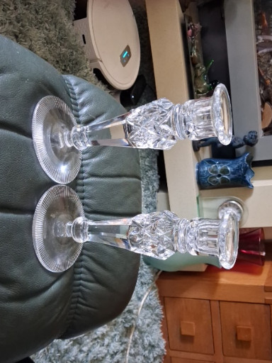 Pair of cut crystal candlesticks