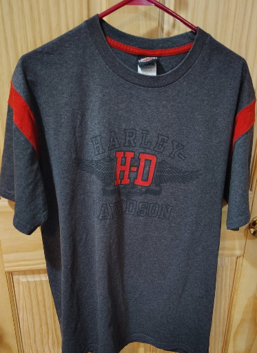 Harley-Davidson 'HD' graphic t-shirt in gray with red accents