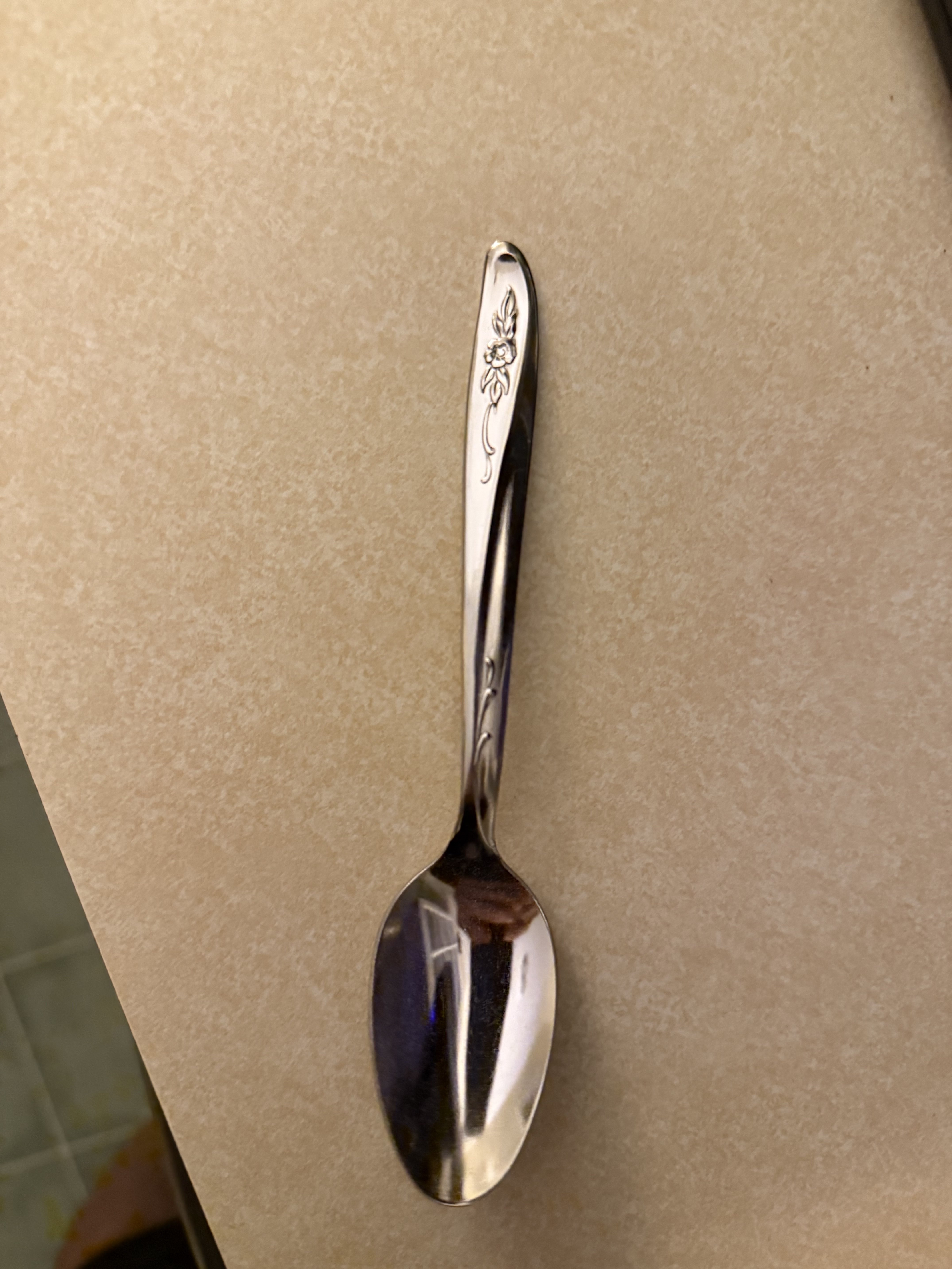 Stainless steel teaspoon in 'Sweet Briar' pattern by THOR USA