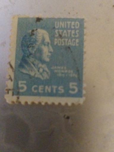 United States 5-cent postage stamp featuring President James Monroe from the Presidential Series