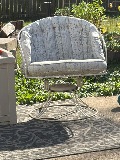 Vintage metal spring patio chair with cushion