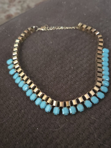 Vintage turquoise and gold-tone metal necklace