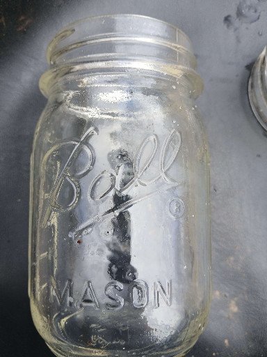 Clear glass 'Ball Mason' canning jar