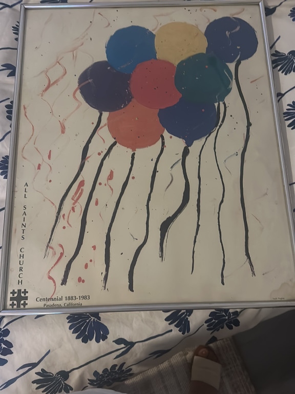 Offset lithograph poster titled 'Balloons' by Alexander Calder for All Saints' Church Centennial