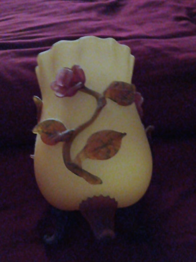 Art Nouveau-style glass vase with applied floral decoration