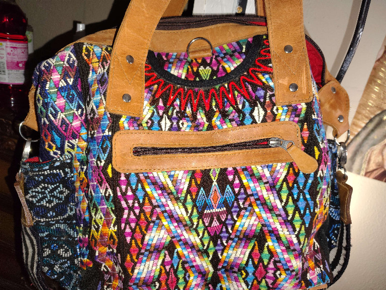 Textile handbag with Guatemalan huipil fabric by Nena & Co.