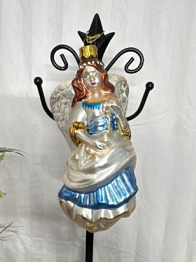 Hand-blown glass Christmas ornament titled 'Angel with Star' by Inge-Glas (Old World Christmas)