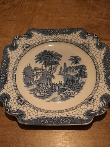 Keramisch bord met transferprint 'Landscape' patroon door Adams
