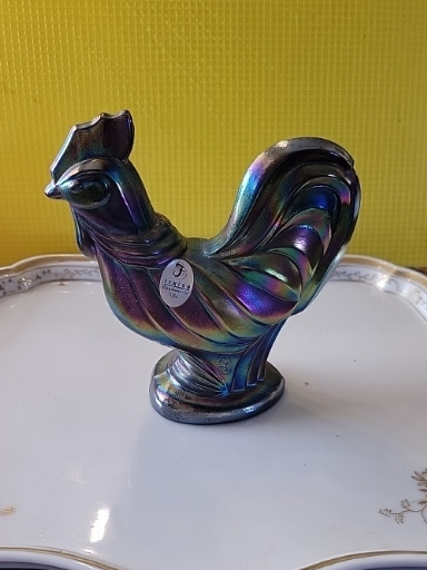 Carnival glass rooster figurine by Fenton Art Glass