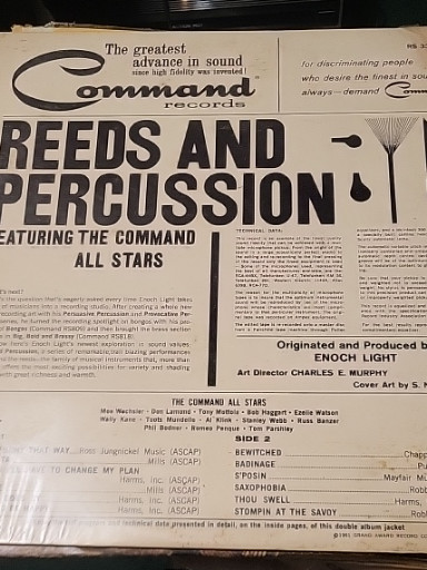 Vinyl LP record 'Reeds and Percussion Featuring the Command All Stars' by Enoch Light, Command Records