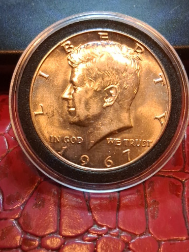 1968-D Kennedy Half Dollar with Doubled Die Obverse (DDO) error, 40% silver, Denver Mint