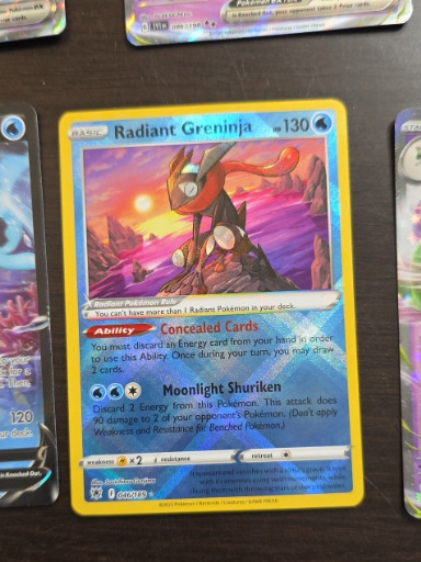Pokémon Trading Card Game holographic card 'Radiant Greninja' from Sword & Shield - Astral Radiance set (046/189)