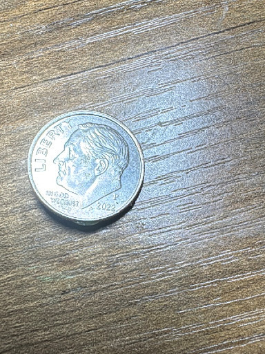 2022-P Roosevelt Dime with die chip error