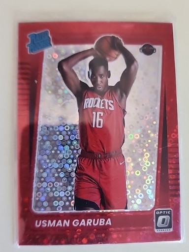 2021-22 Panini Donruss Optic basketball card featuring Usman Garuba, Rated Rookie #188, Red Wave parallel
