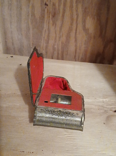 Vintage metal grand piano music box trinket box