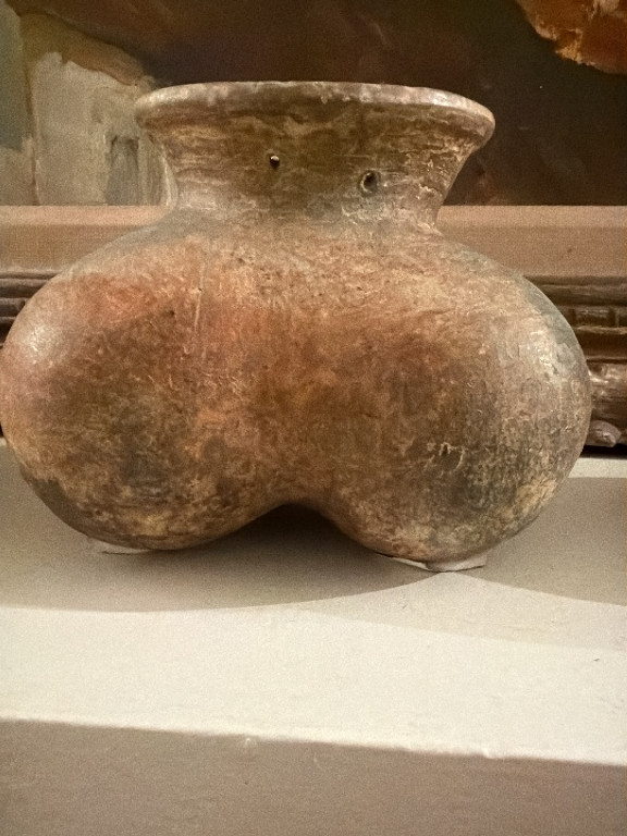 Pre-Columbian earthenware tripod vessel from Colima culture, West Mexico