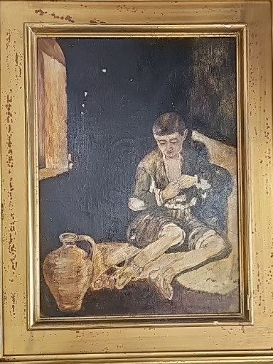 Reproduction d'une peinture à l'huile intitulée 'Le Jeune Mendiant' d'après Bartolomé Esteban Murillo