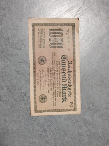 Reichsbanknote 1000 Mark vom 15. September 1922