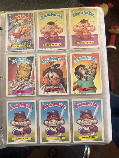 Collection of nine Garbage Pail Kids trading cards from Original Series 4 and 5, published by Topps