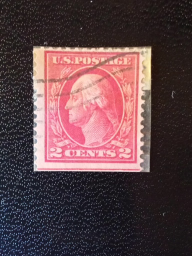 2-cent George Washington postage stamp, carmine red, unwatermarked, perf 10