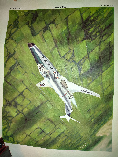 Original 1950s aeronautical concept art painting depicting U.S. Air Force experimental aircraft