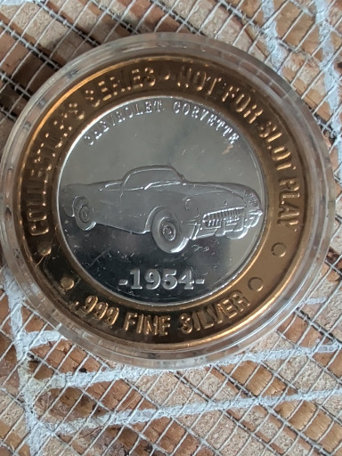 Gold-plated commemorative coin featuring 1954 Chevrolet Corvette from 'Street Thunder Series'