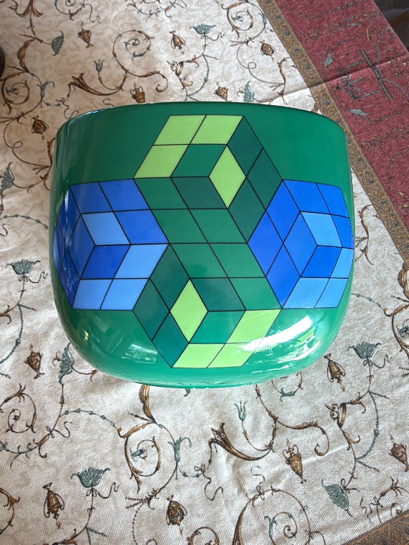 Porzellan-Übertopf mit geometrischem Op-Art-Design, Rosenthal Studio Line 'Suomi' Serie nach Victor Vasarely