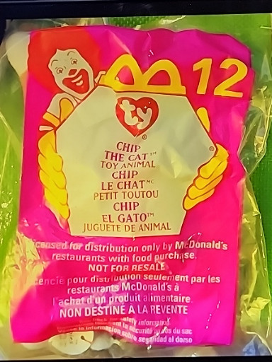 McDonald's Happy Meal Ty Teenie Beanie Baby 'Chip the Cat' #12 from 1999