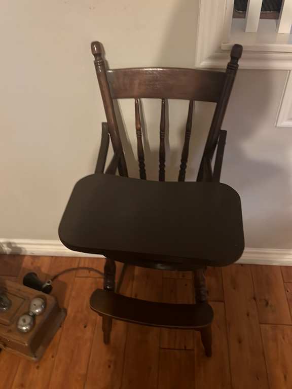 Wooden convertible high chair from the mid-20th century