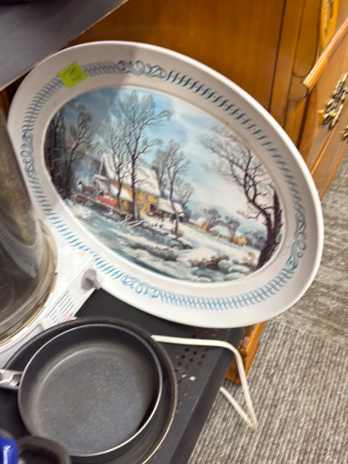 Melamine serving platter with Currier & Ives winter scene by Brookpark