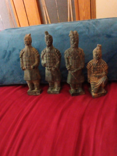 Reproduction set of four terracotta warrior figurines from the Qin Dynasty mausoleum, National Geographic edition