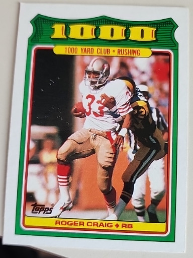 1988 Topps 1000 Yard Club football card #19 featuring Roger Craig