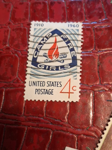 United States 4-cent postage stamp commemorating Camp Fire Girls 50th Anniversary (1910-1960)