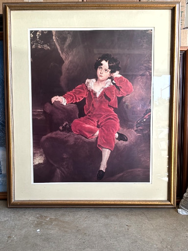 Framed reproduction print of the painting 'Master Lambton' (also known as 'The Red Boy') by Sir Thomas Lawrence