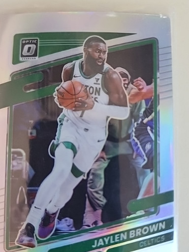 2021-22 Panini Donruss Optic basketball card #19 featuring Jaylen Brown of the Boston Celtics