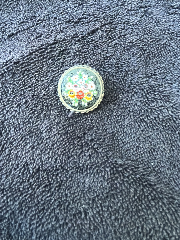 Vintage Italian micro mosaic brooch with floral design